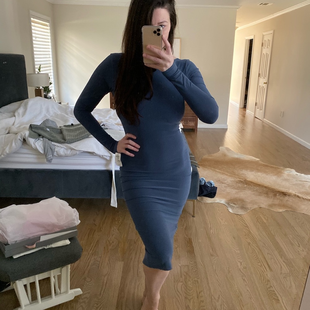 NWT! Open back dress - grayish blue.